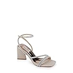 Badgley Mischka Freedom Glitter Block Heel with Bejeweled Straps