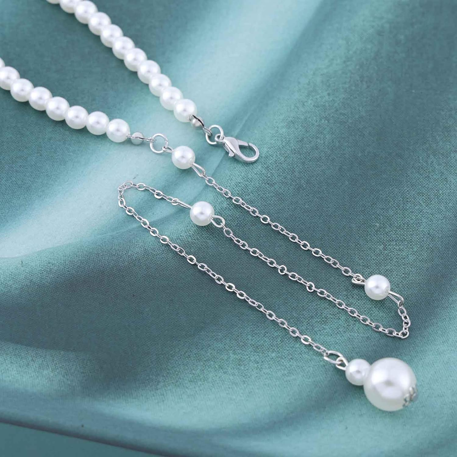 Vintage Pearl Choker Necklace Pearl Back Drop Necklace Pearl Lariat Back Necklace Body Chain Gold Pearl Wedding Back Chain Necklace Jewelry for Women - Image 6