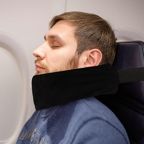Miniatura 9 de JenPen 2 juegos de almohada de viaje para reposacabezas para el cuello para viajes en avión, correas funcionales para la cabeza de avión, soporte