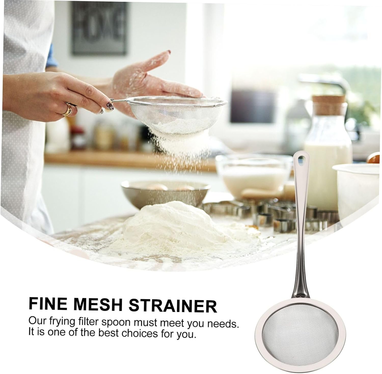 Ciieeo 5pcs Upgrade Your Kitchen Stainless Steel Filter Spoon Set Skimmer Sifter for Baking Cooking and Fried Chicken