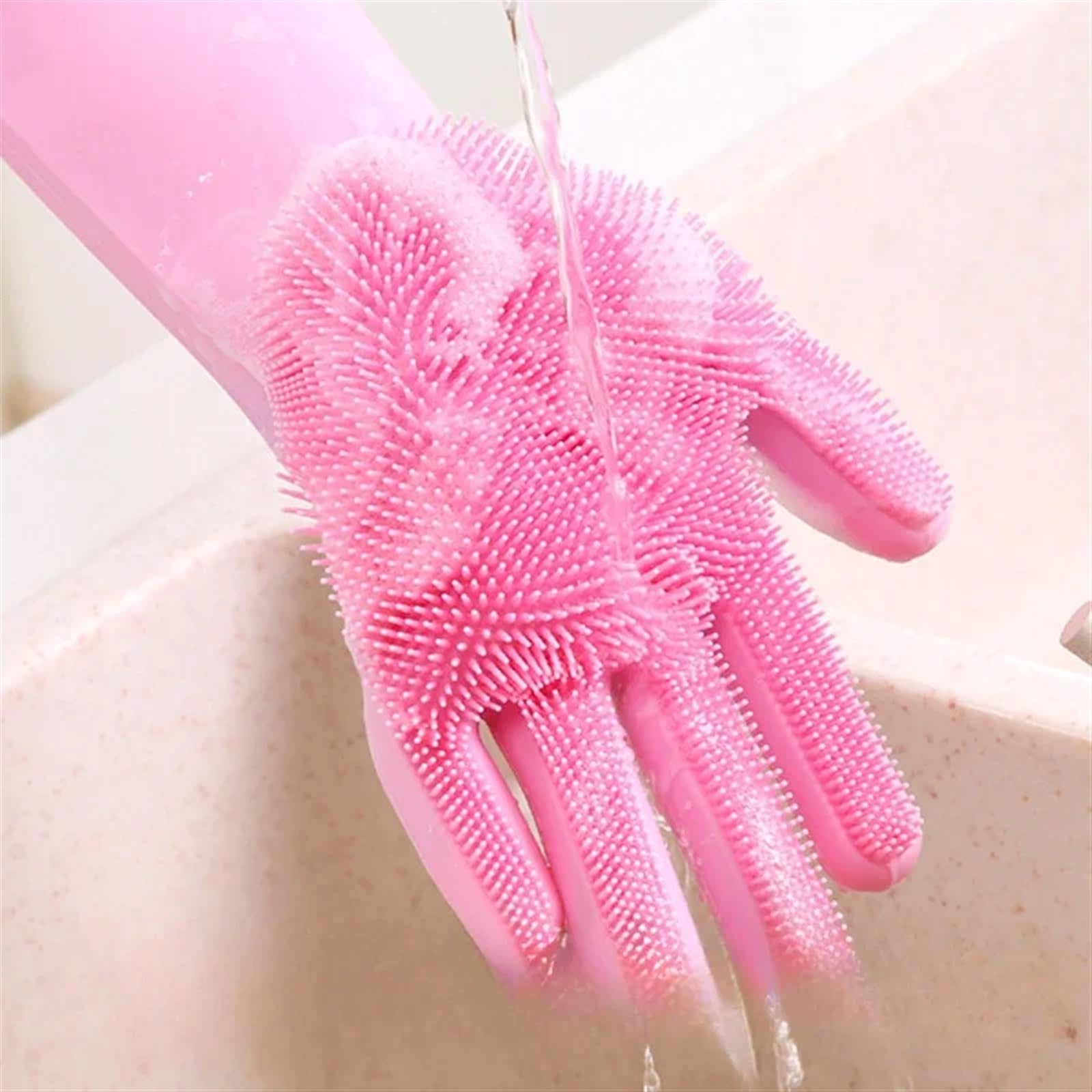 Guantes de limpieza Guantes de goma reutilizables for lavar platos, de silicona, for el hogar, esponja, fregador portátil for cocina(Grey)