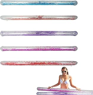 1 PCS Inflatable Pool Noodle with Coloured Glitter Swimming Noodles for Adults | Water Floating Noodle Floaties, Inflatable Pool Floats for Swimming Pool, Beach, Lake