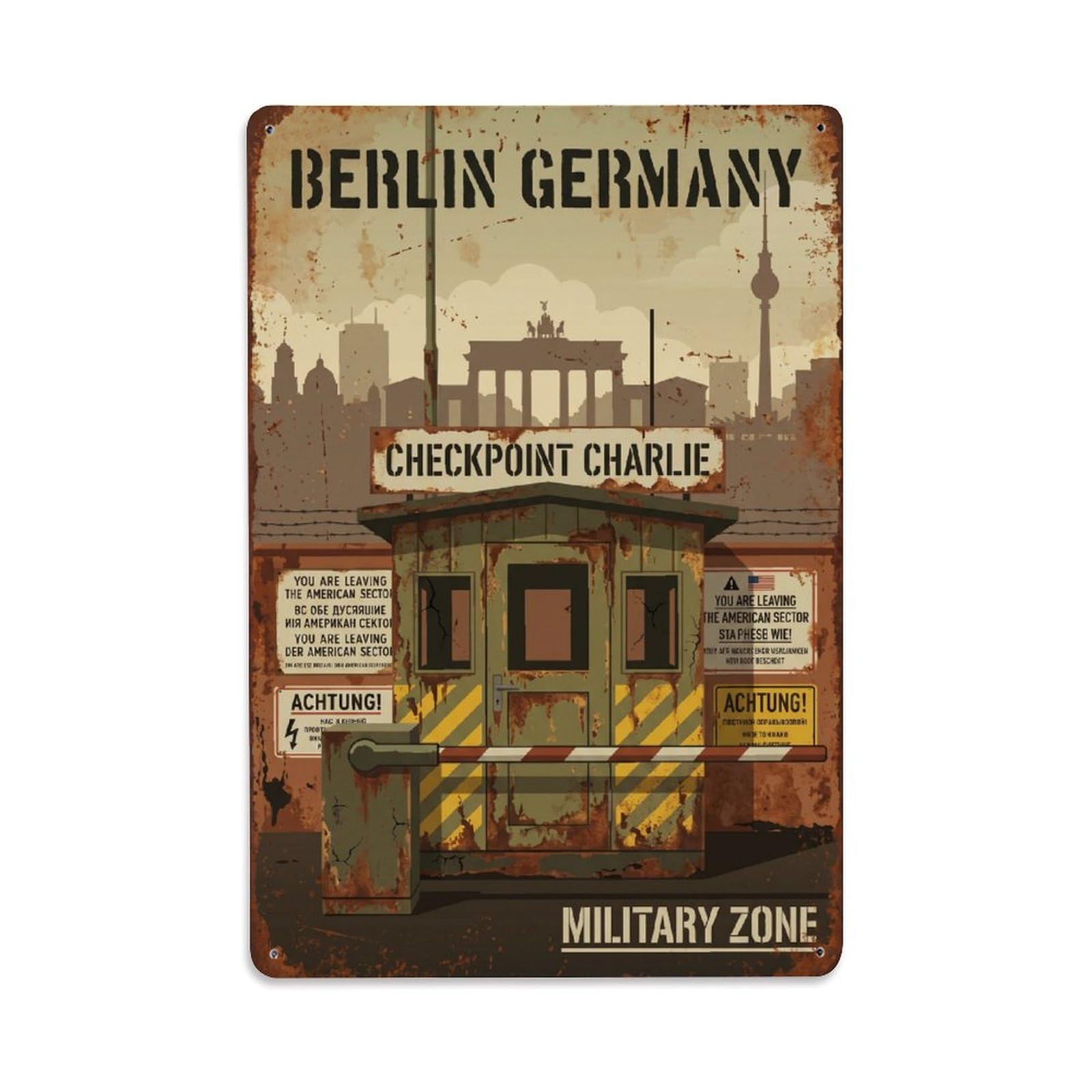 Gead 8X12inch Style Vintage Travel Berlin Germany Spectacular Metal Tin Sign