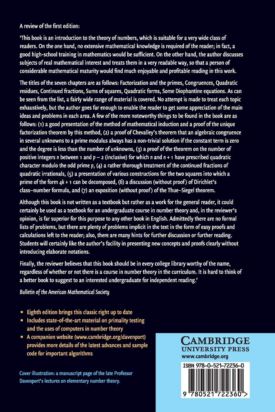 The Higher Arithmetic: An Introduction to the Theory of Numbers      8th Edition