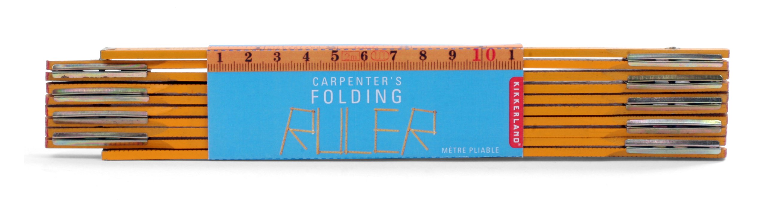 Kikkerland Wooden Swedish Folding Ruler, White, Yellow