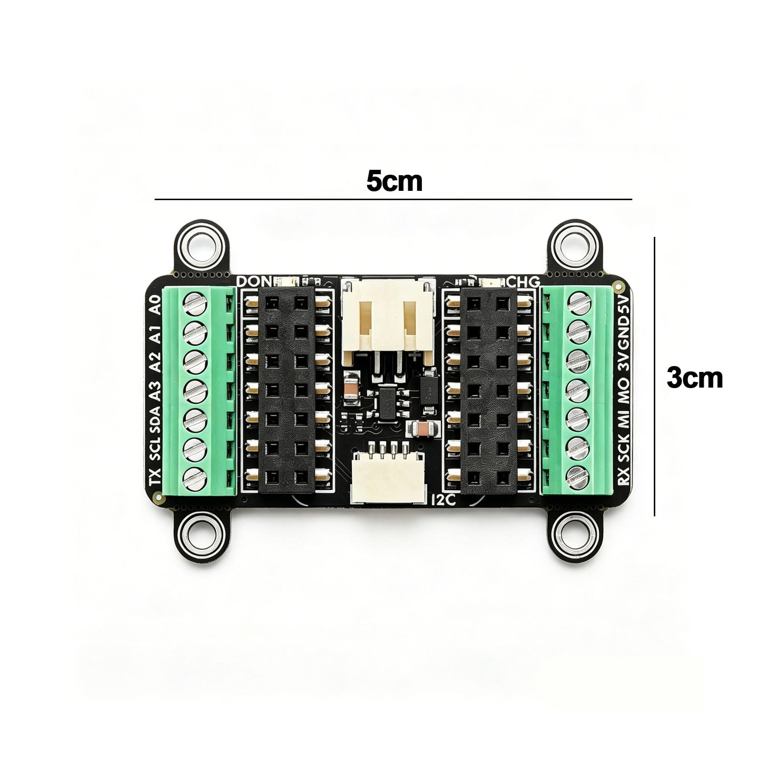 Scheda espansione PCB compatta Compatibile con QT PY e Seeed XIAO, Accesso terminale a Vite con Prese Header, Accesso aggiuntivo I2C e Fori Montaggio per Lavoro Sviluppo Modulo Alternativo