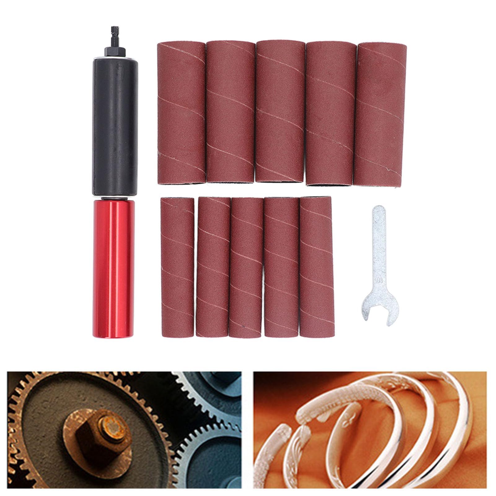 Adaptador de Lijadora de Husillo, Tambor de Lijado de 1,5 Pulgadas, Adaptador de Lijadora de Husillo de Aleación de Aluminio, Juego de Mandril de Lijado con Llave y 10 Piezas de