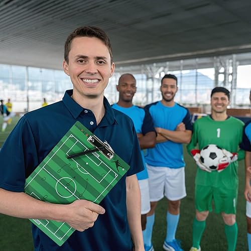 Miniatura 5 de HIGHRAZON Soccer Coaches Clipboard, White Double-Sided Dry Erase Coach Clipboard, Soccer Whiteboard for Coaches, Lineup White Board with Marker for