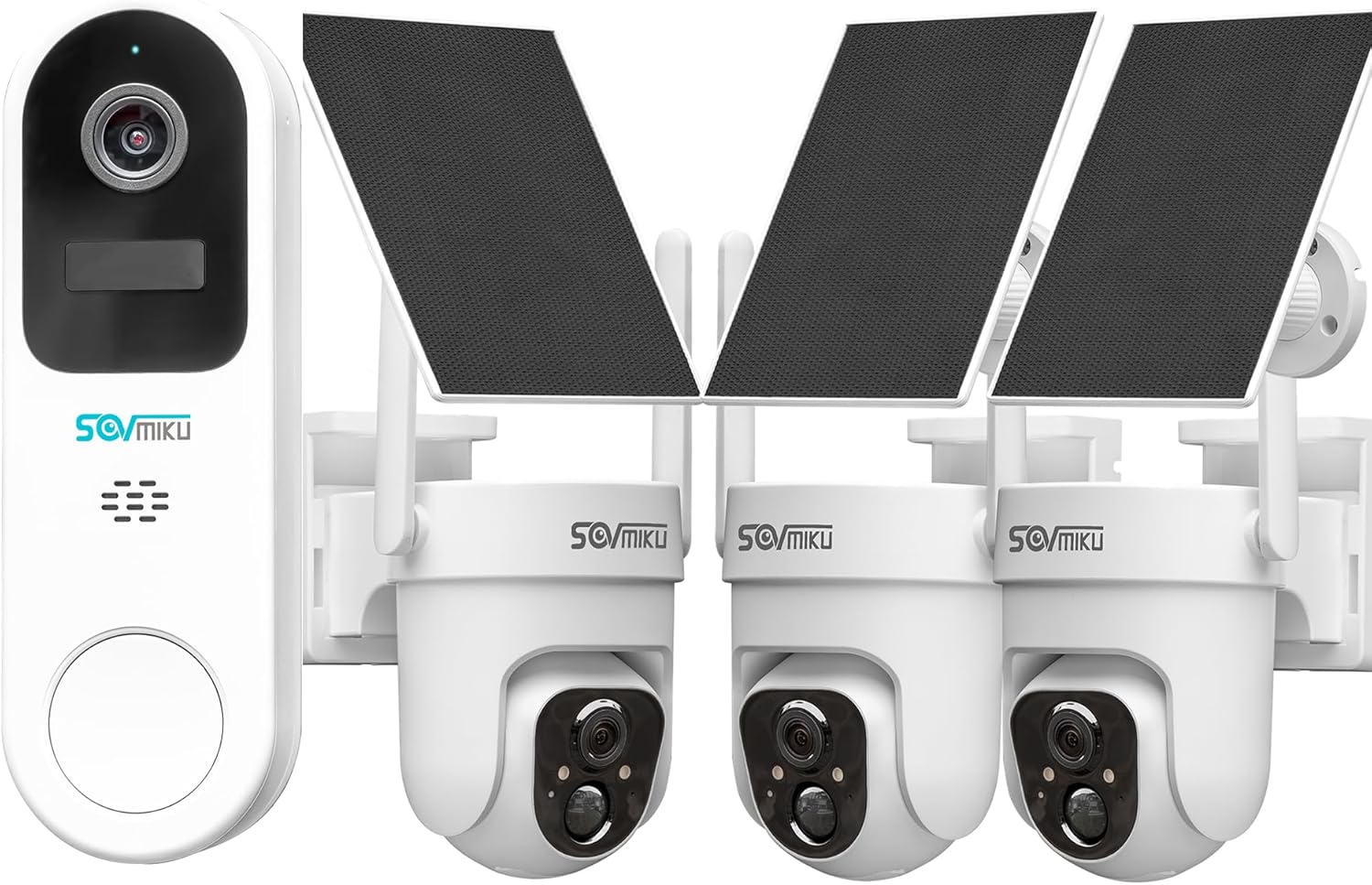 SOVMIKU Vicohome 2K AI Video Doorbell &Solar Security Camera Wireless Outdoor, Color Night Vision,Two Way Audio, Motion Detection, Easy to Setup,Audible Flashlight Siren 180 Days Exchange Policy