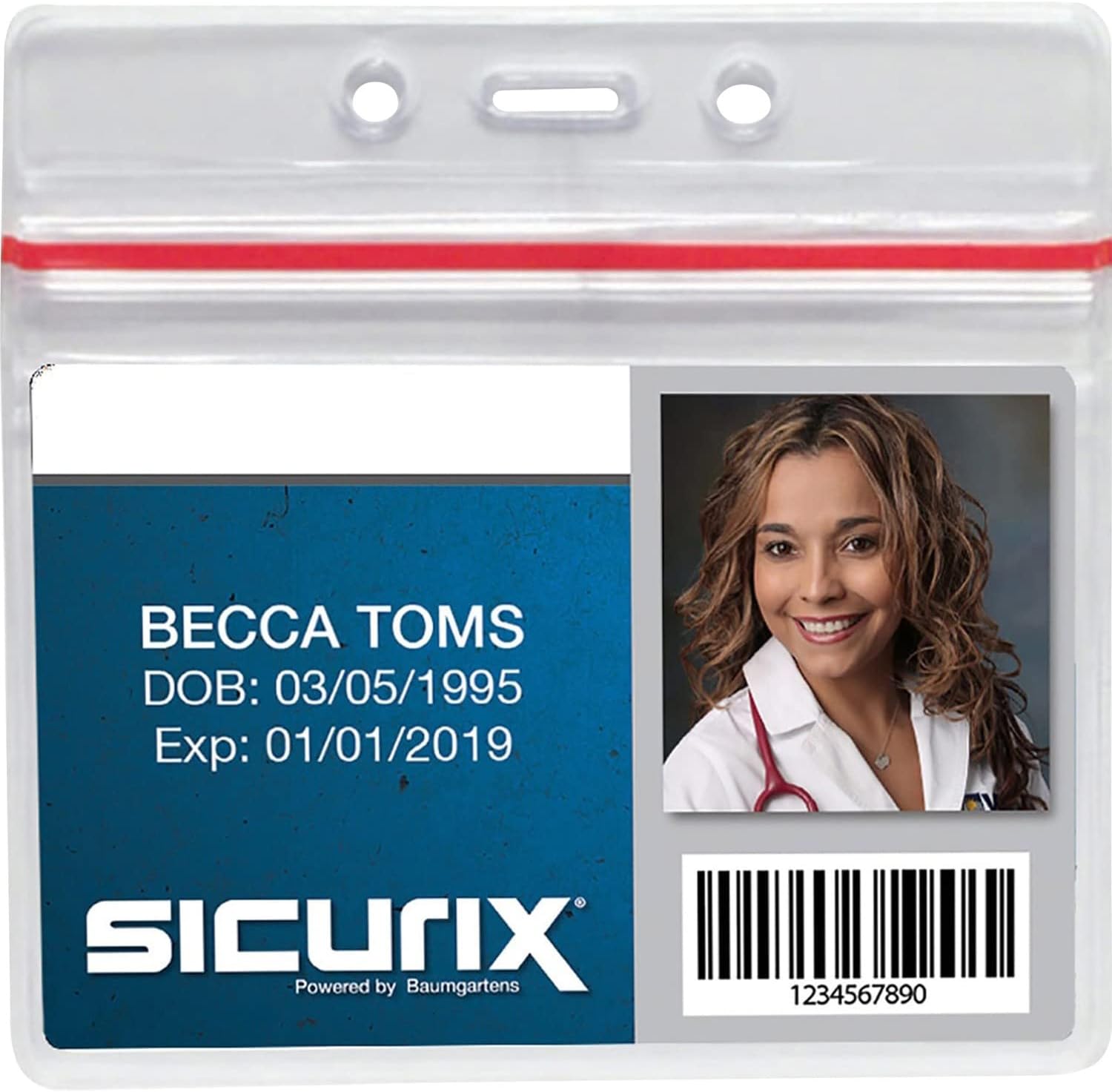 Baumgartens Sealable ID Badge Holder - Horizontal - Vinyl - 50 / Pack - Clear