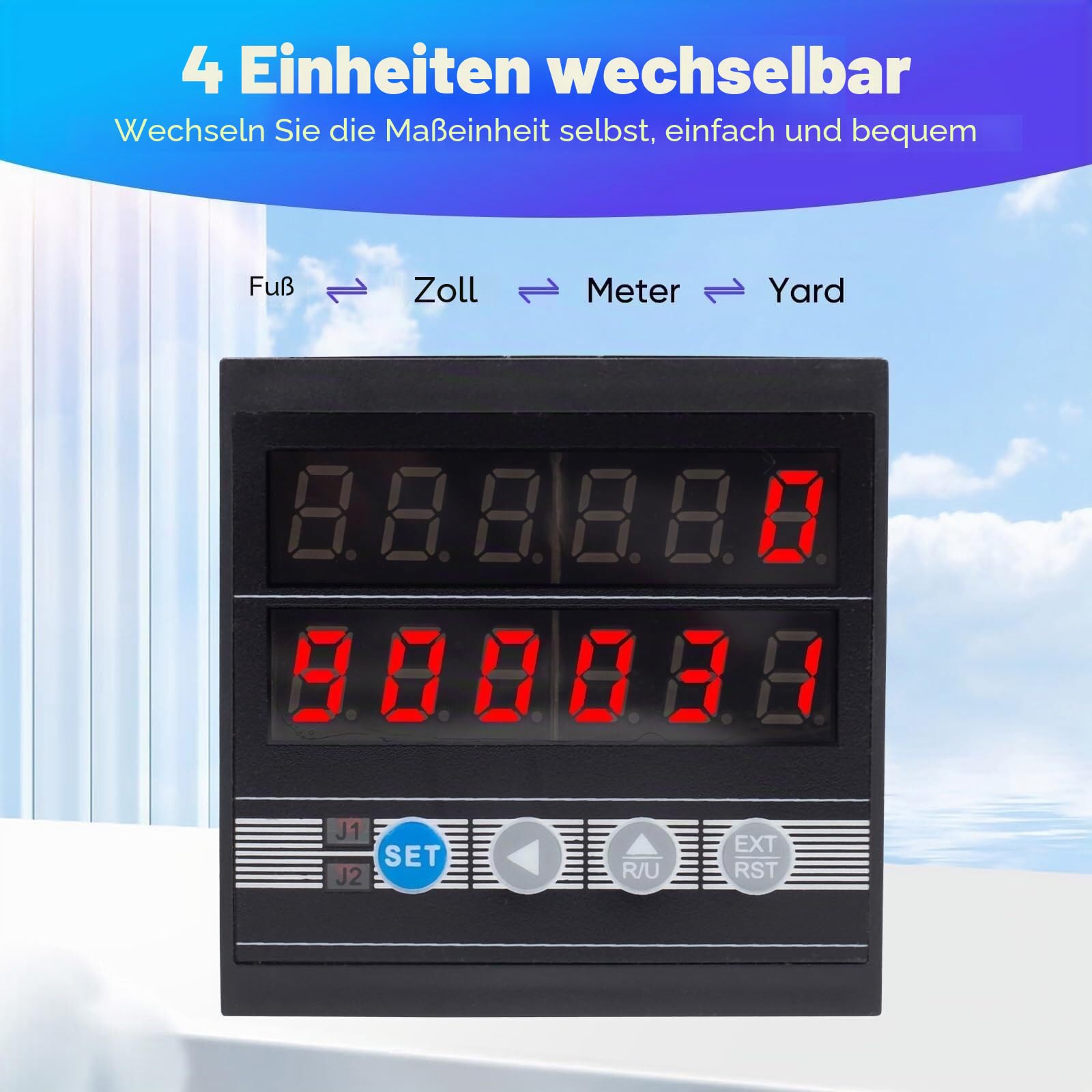 Digitaler Längenzähler, mechanischer Längenzähler, Rollrad mit Steuerung 0-999999 und Memory-Funktion, für Angelschnur, Seidenschnur