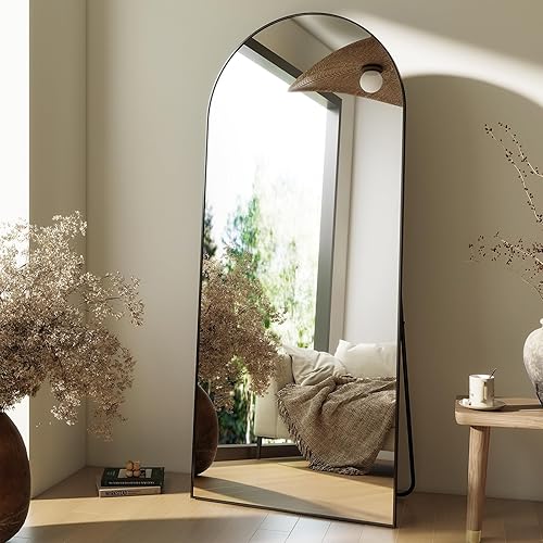 Miniatura 3 de HARRITPURE 64"x21" Espejo de longitud completa con parte superior arqueada, espejo independiente, para inclinar y montar en la pared, marco