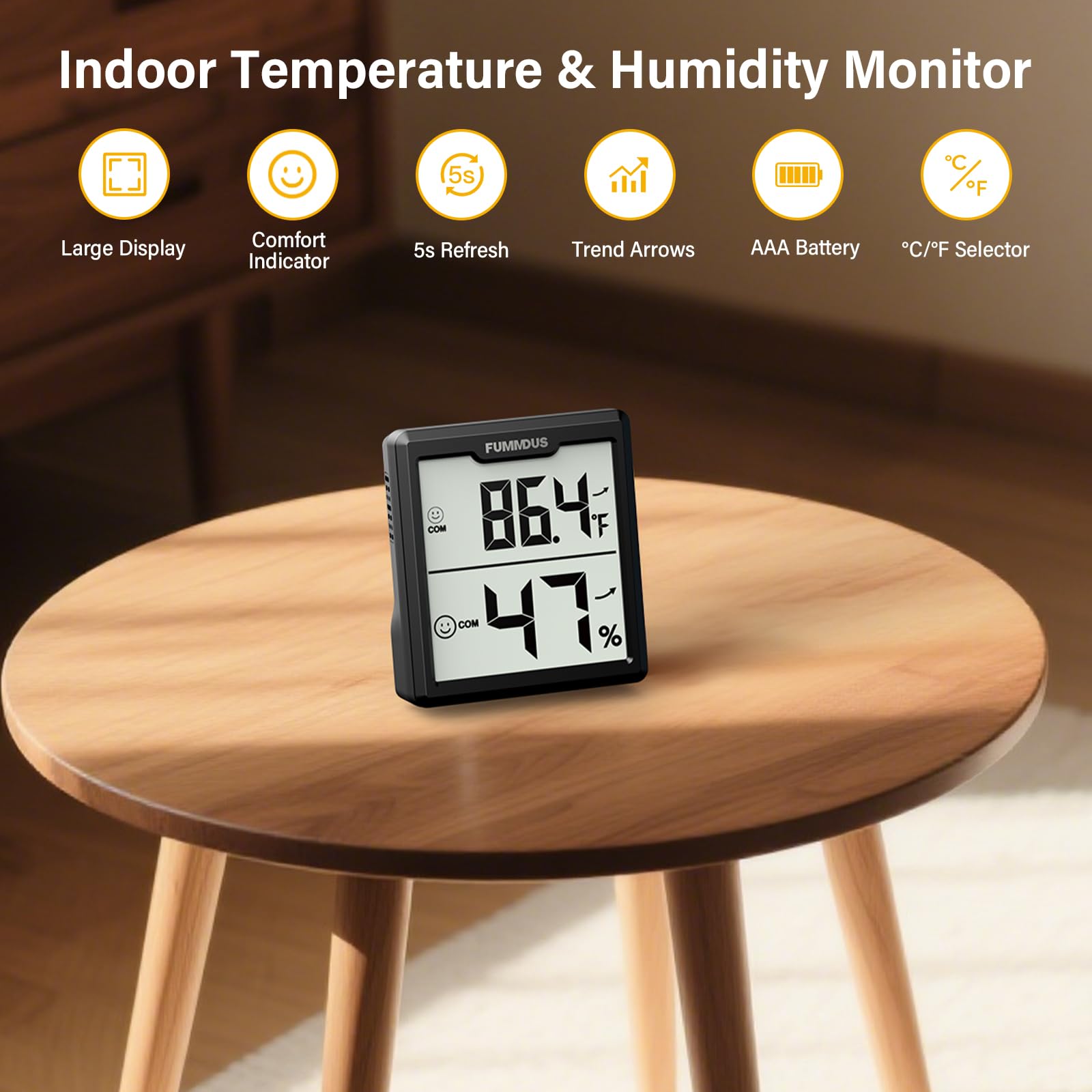 Igrometro digitale per interni, con monitor accurato di temperatura e umidità, per casa, camera dei bambini, ufficio, serra, cantina, 3 pezzi (nero)