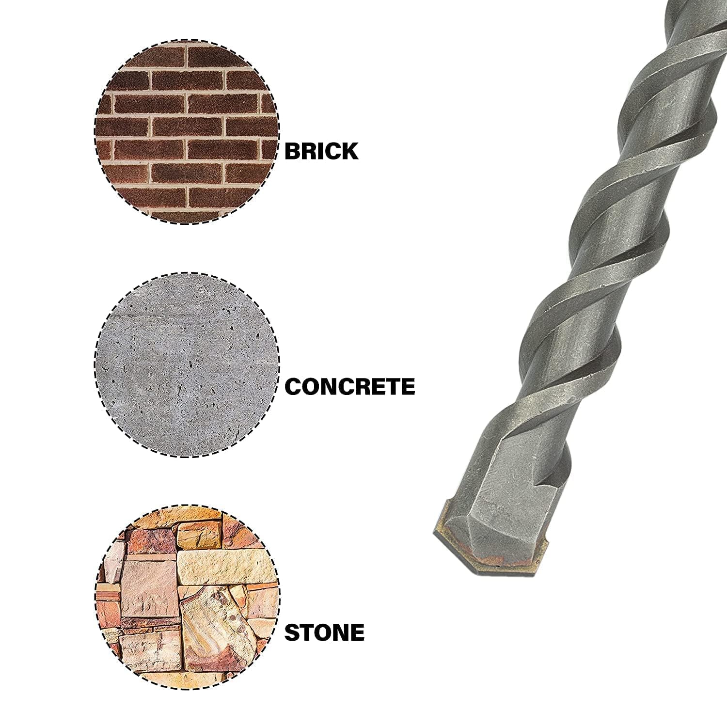 Masonry Drill Bit 12mm x 150mm Carbide Tipped Rotary Hammer Bit 10mm Round Shank for SDS Impact Drill