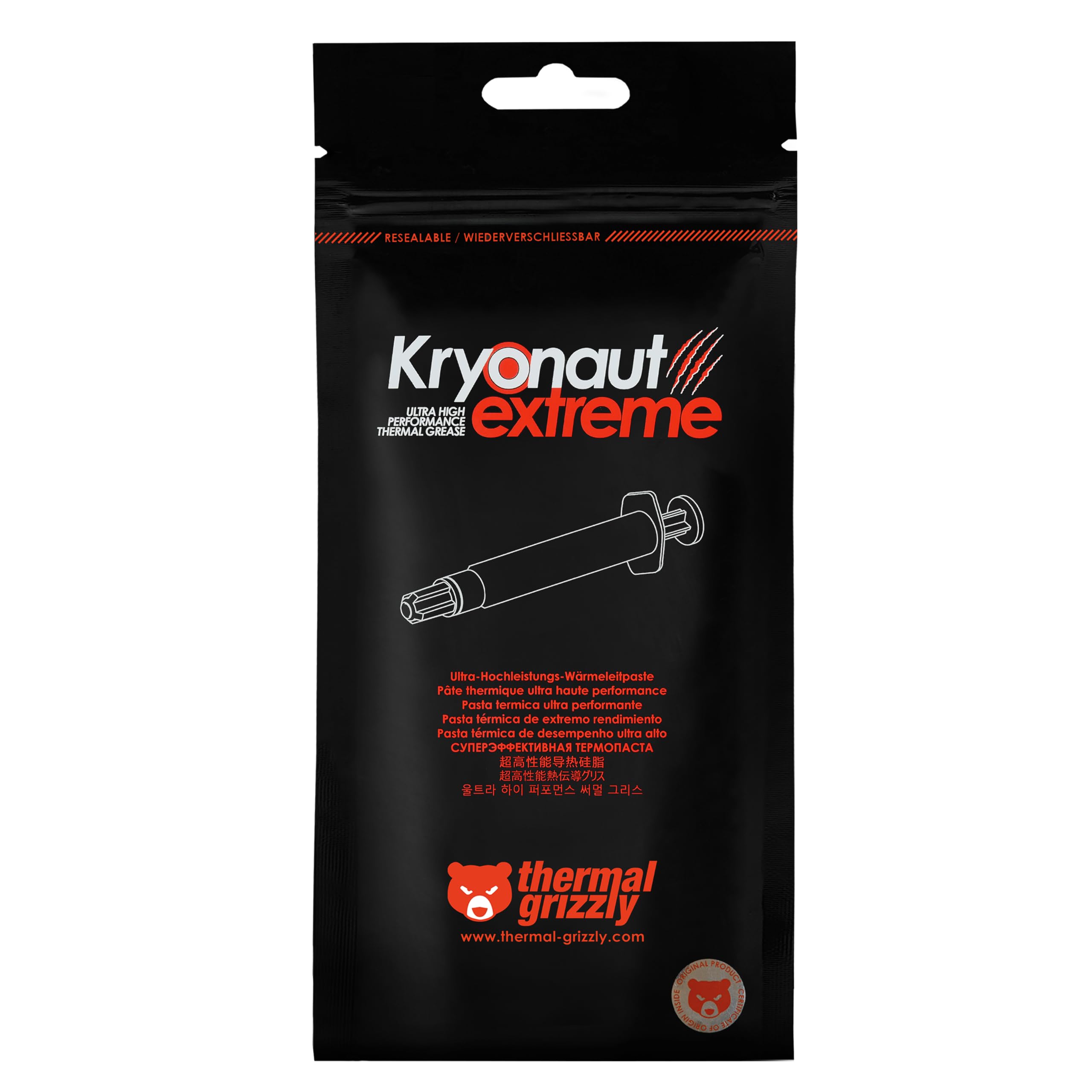 Thermal Grizzly Kryonaut Extreme - Pasta termica ad alte prestazioni, 6 g, per la massima conducibilità termica durante l'overclock di CPU/GPU/PS4/PS5/Xbox