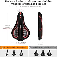 Vista 2 de YOUNGDO Cojín de asiento de bicicleta con funda impermeable, almohadilla de asiento de bicicleta de gel para sillín estrecho, absorción de golpes
