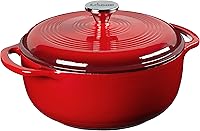 Lodge 4.5 Quart Enameled Cast Iron Dutch Oven Island Spice Red - Oven Safe 500°F, All Cooktops, Dual Handles