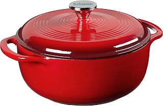 Lodge 4.5 Quart Enameled Cast Iron Dutch Oven Island Spice Red - Oven Safe 500°F All Cooktops Braise Bake Roast