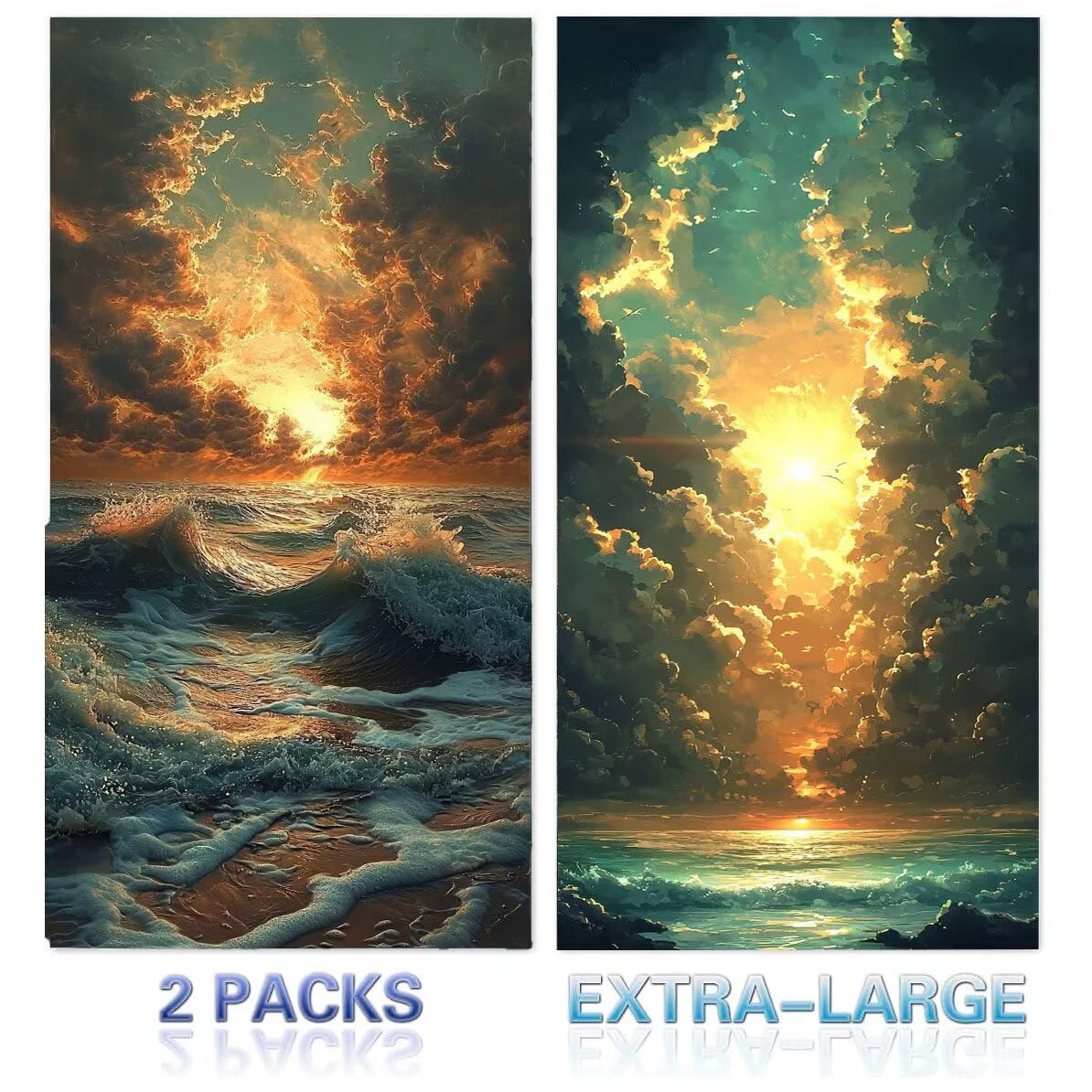Telo Mare Microfibra Asciugamani Teli da Spiaggia Asciugamano Palestra 2 Set Antisabbia 100 x 200 cm xxl Uomo Donna Accessori Mare Telo Mare Grande per Piscina Bagno Regali Travel Regali (ondate) U948