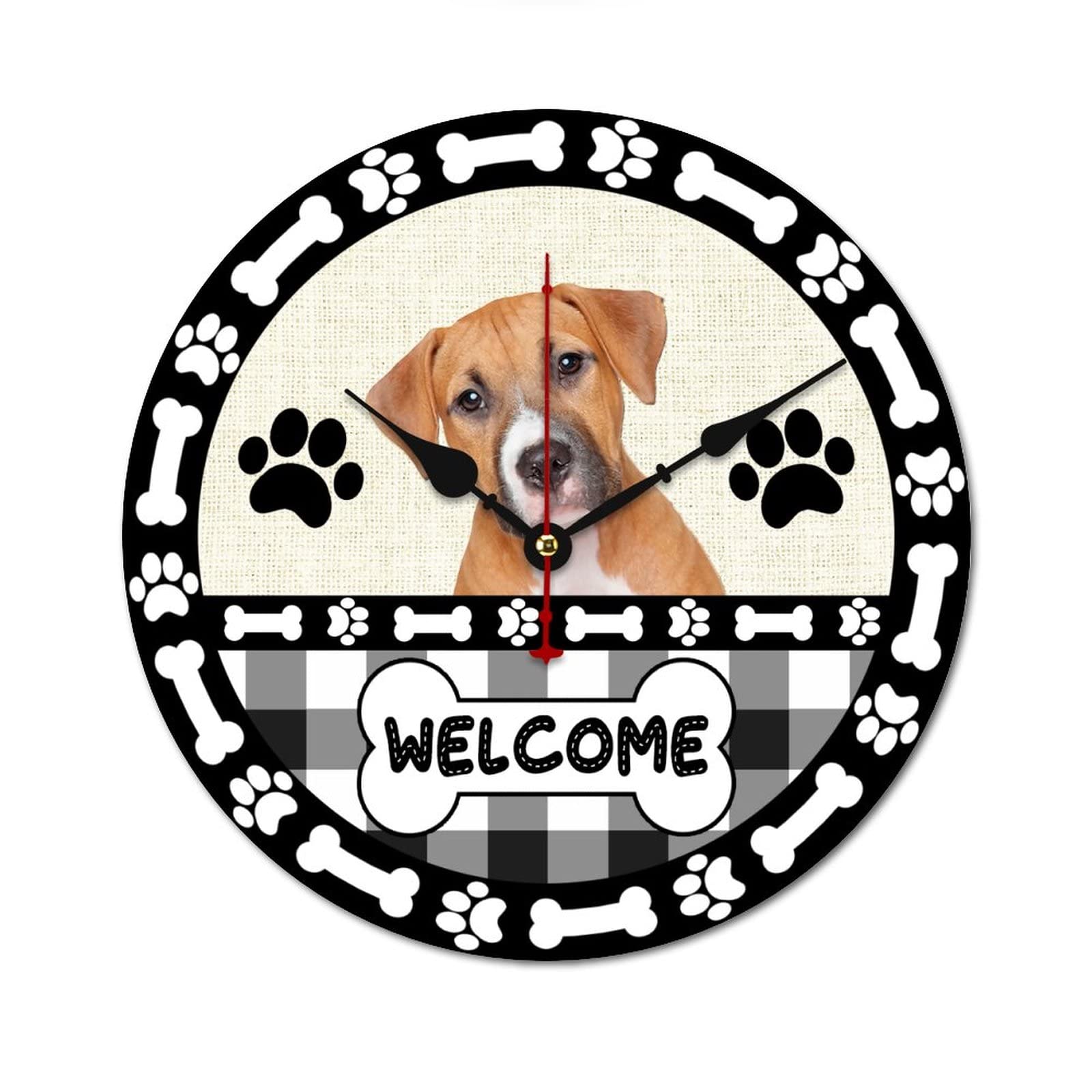 Horloge murale en forme de chien facile a lire avec grands chiffres de 38cm