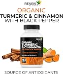 Renew Actives Organic Turmeric Curcumin with Cinnamon & Black Pepper (BioPerine) – High Absorption Formula for Joint Comfort, Metabolism & Digestive Health – Made in Canada – 120 Easy-to-Swallow Capsules