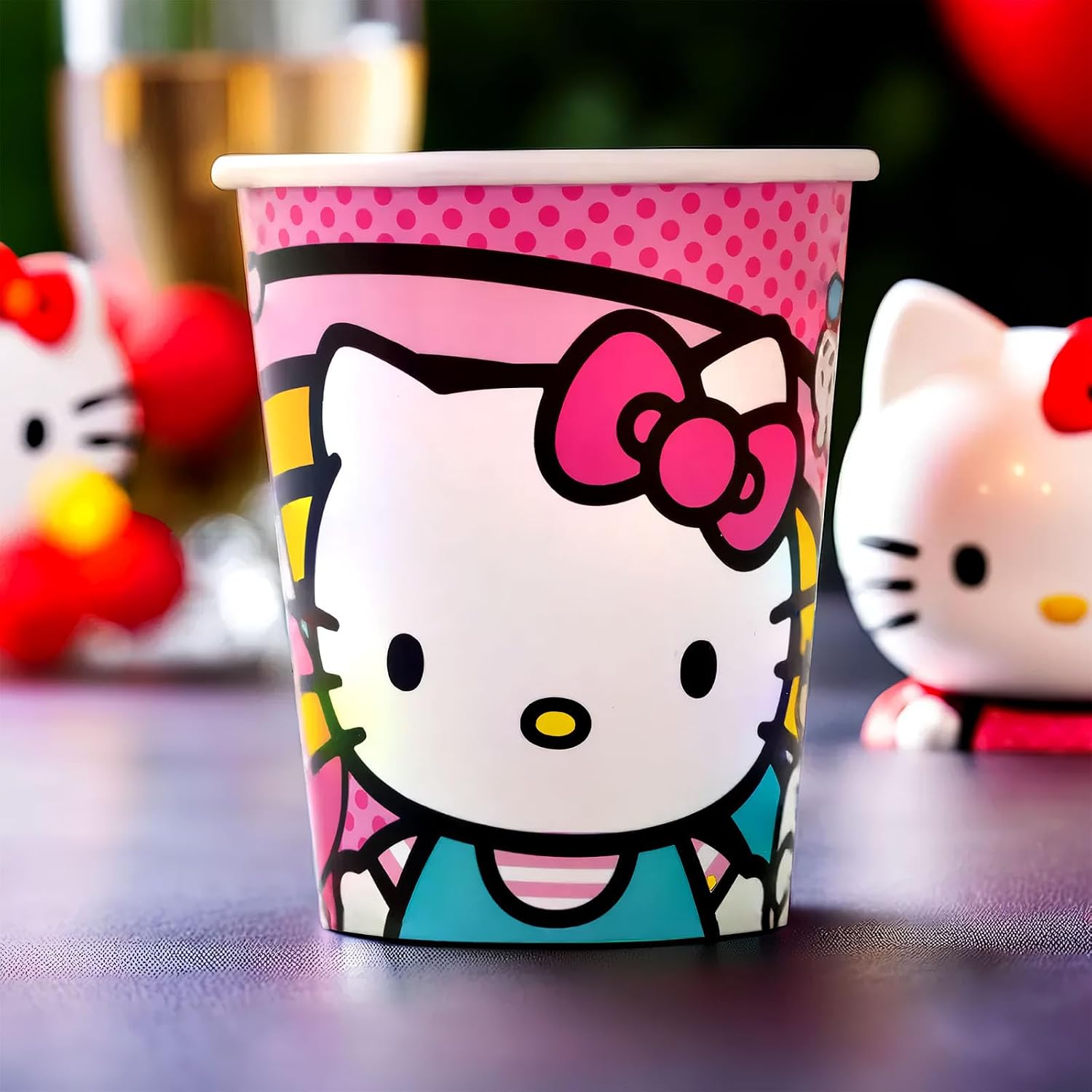 Hello Kitty & Friends Pink & White Paper Cups, 9 oz. (8 Count) - Disposable Drinkware, Perfect for Birthdays, Celebrations & Everyday Use