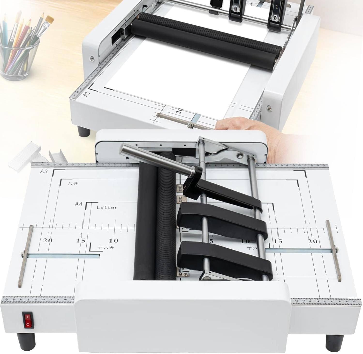 LJLYYDS A3 Folding Binding Machine, Office Book Stapler for Paper Stapling & Booklet Making, 2-in-1 Design, 20 Sheets Binding/14 Sheets Folding, Rust-Resistant Steel