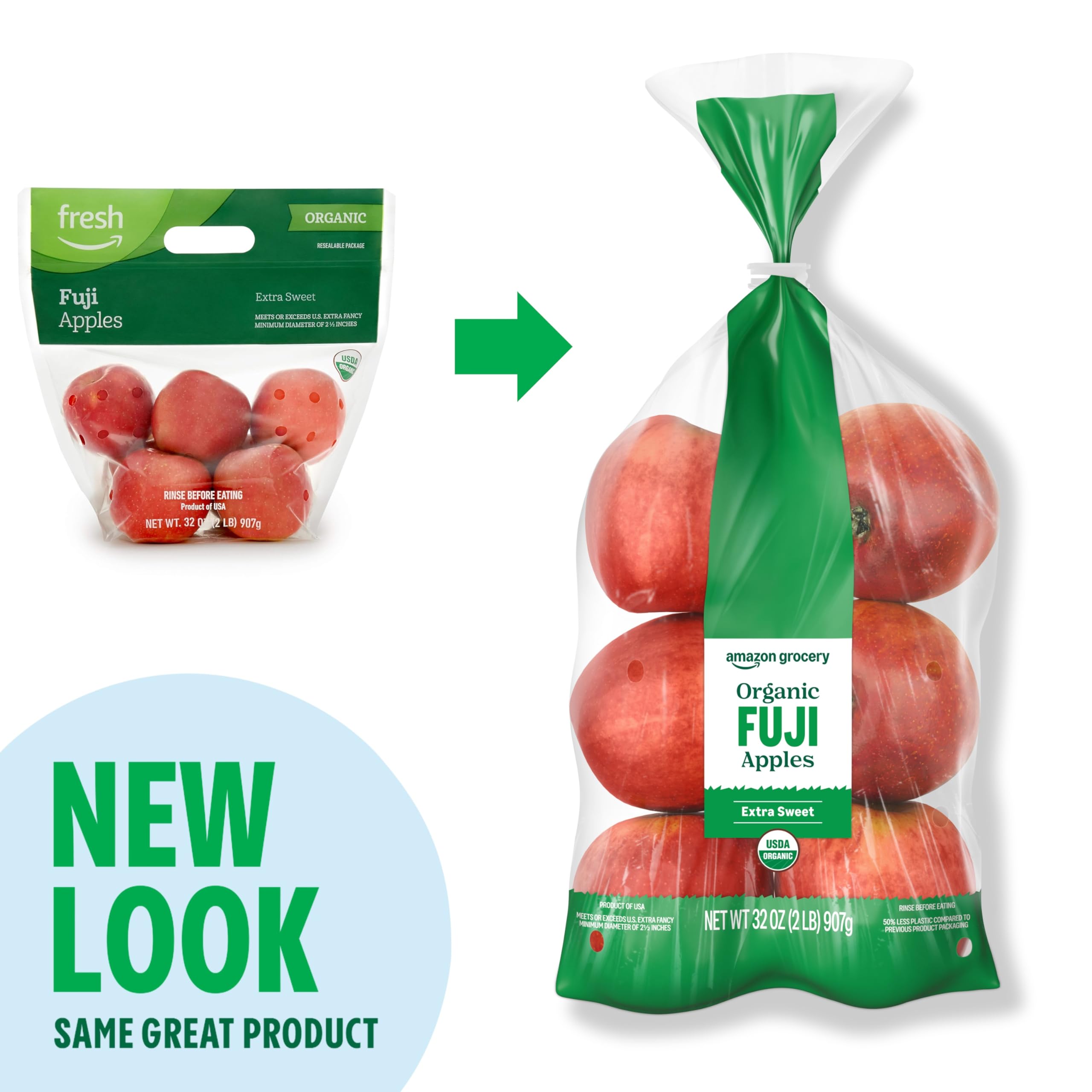 Amazon Fresh Brand, Organic Fuji Apples, 2 Lb