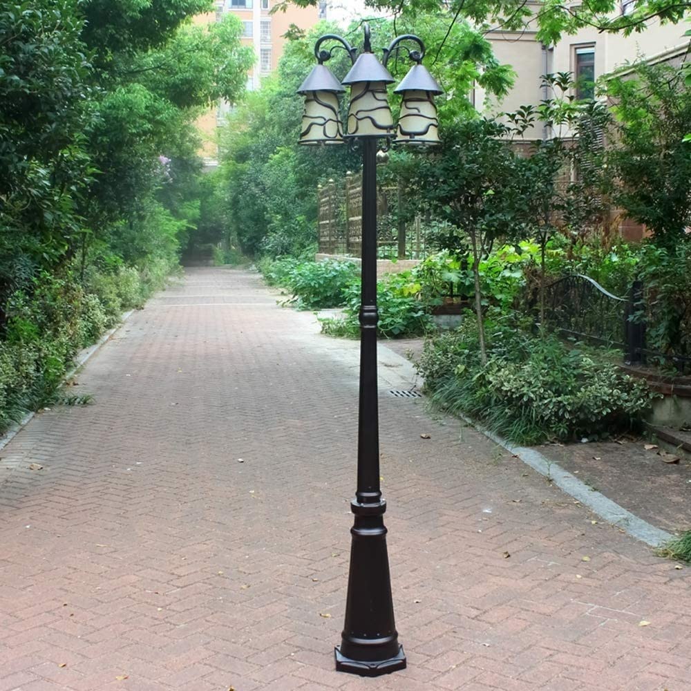 Wodoodporna duża lampa kolumnowa z 3 głowicami do nowoczesnego oświetlenia zewnętrznego w ogrodach, ulicach i ogrodzeniach