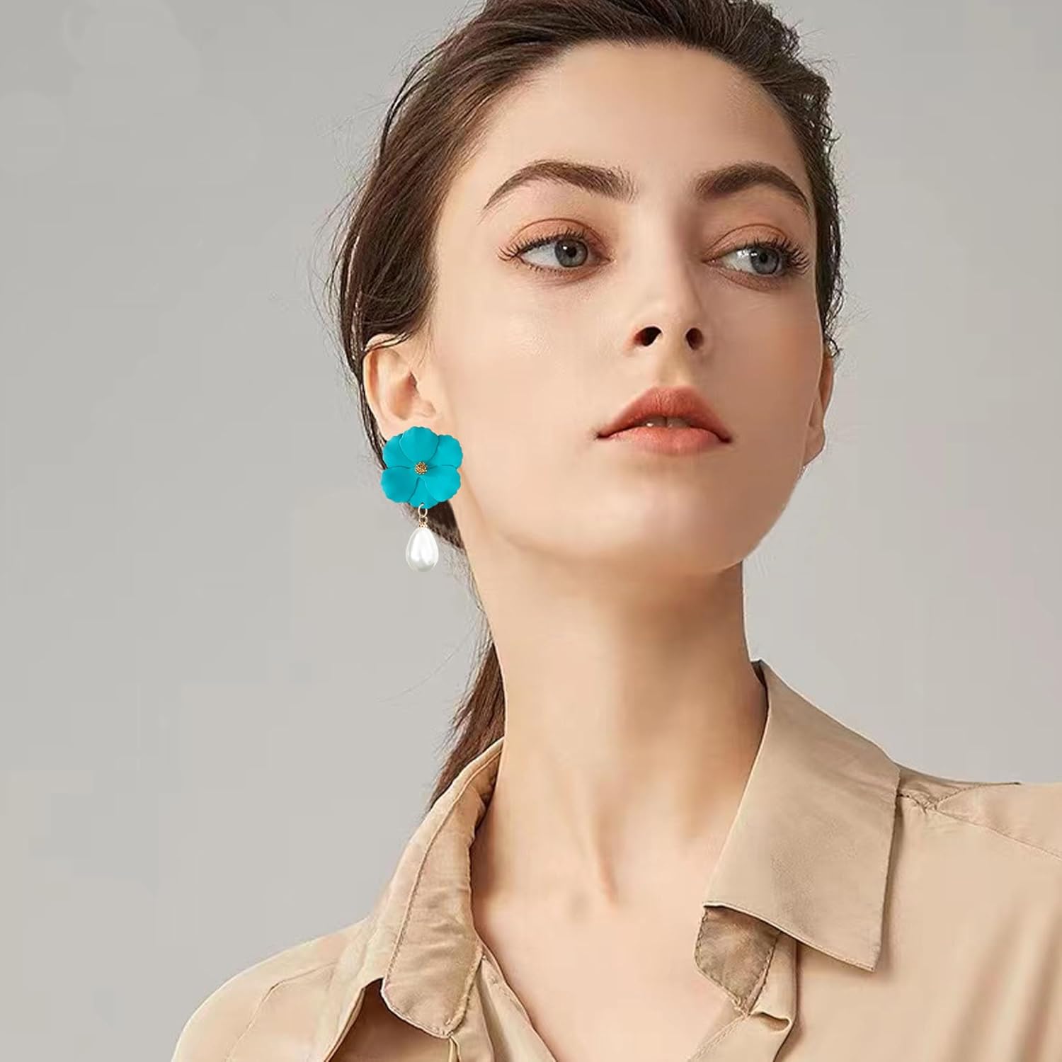 Flower Pearl Stud Earrings for Women Pearl Floral Studs Earrings for Mother Daughter Bridal Birthday Valentine Day - Image 2