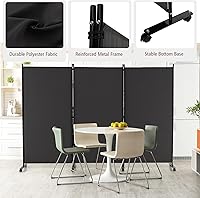 Vista 31 de GOFLAME Divisor de habitación plegable de 6 paneles, pantalla de privacidad enrollable de 6 pies con ruedas bloqueables, pantalla de partición