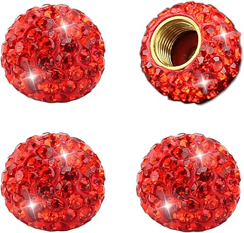 Vista 5 de Válvula de neumático de rueda de automóvil, paquete de 4 tapas de aire hechas a mano con diamantes de imitación de cristal, accesorios para Azul