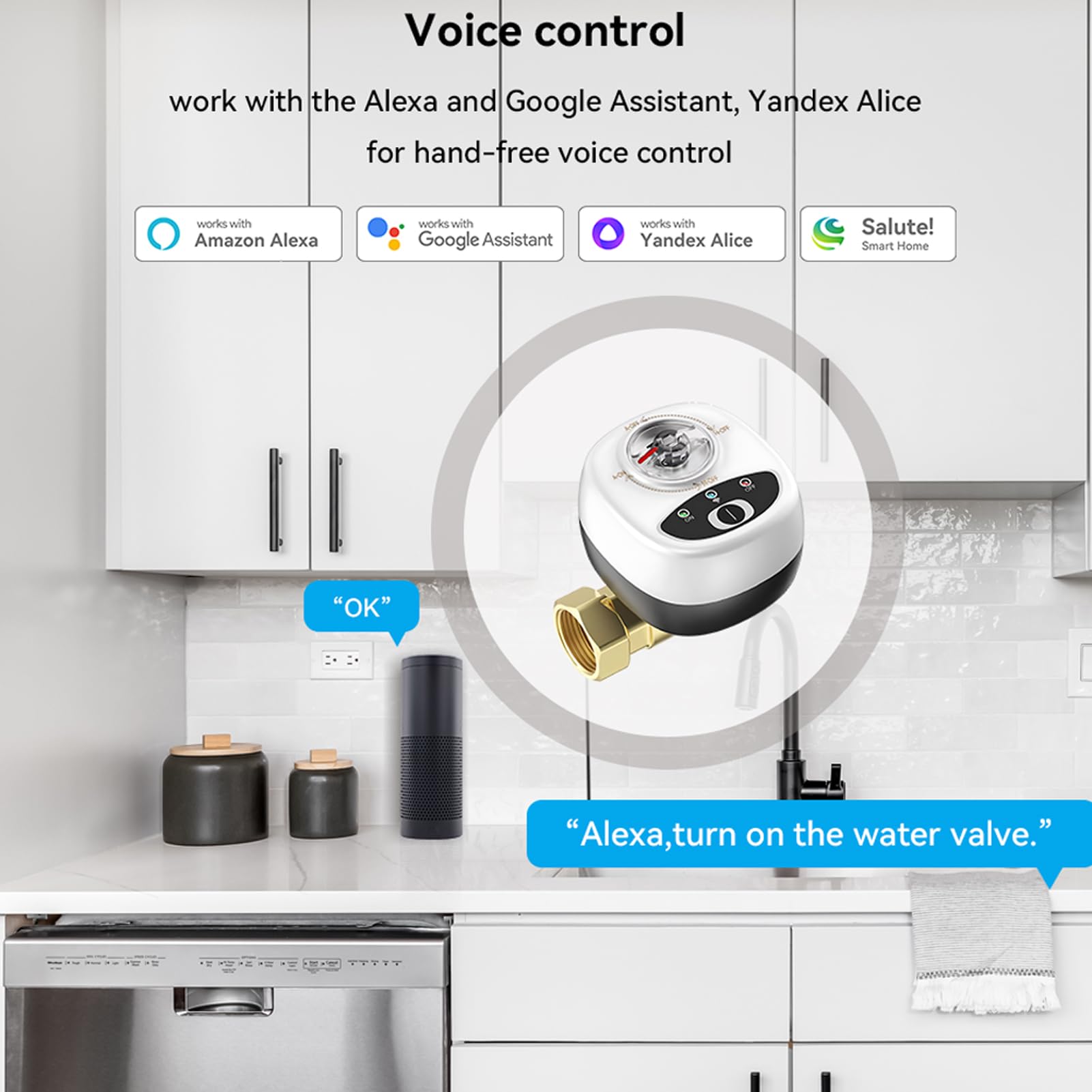 Válvula de agua EWeLink ZigBee, interruptor automático, válvula de bola inteligente, impermeable IP65, control remoto inalámbrico por aplicación, compatible con, asistente y saludo
