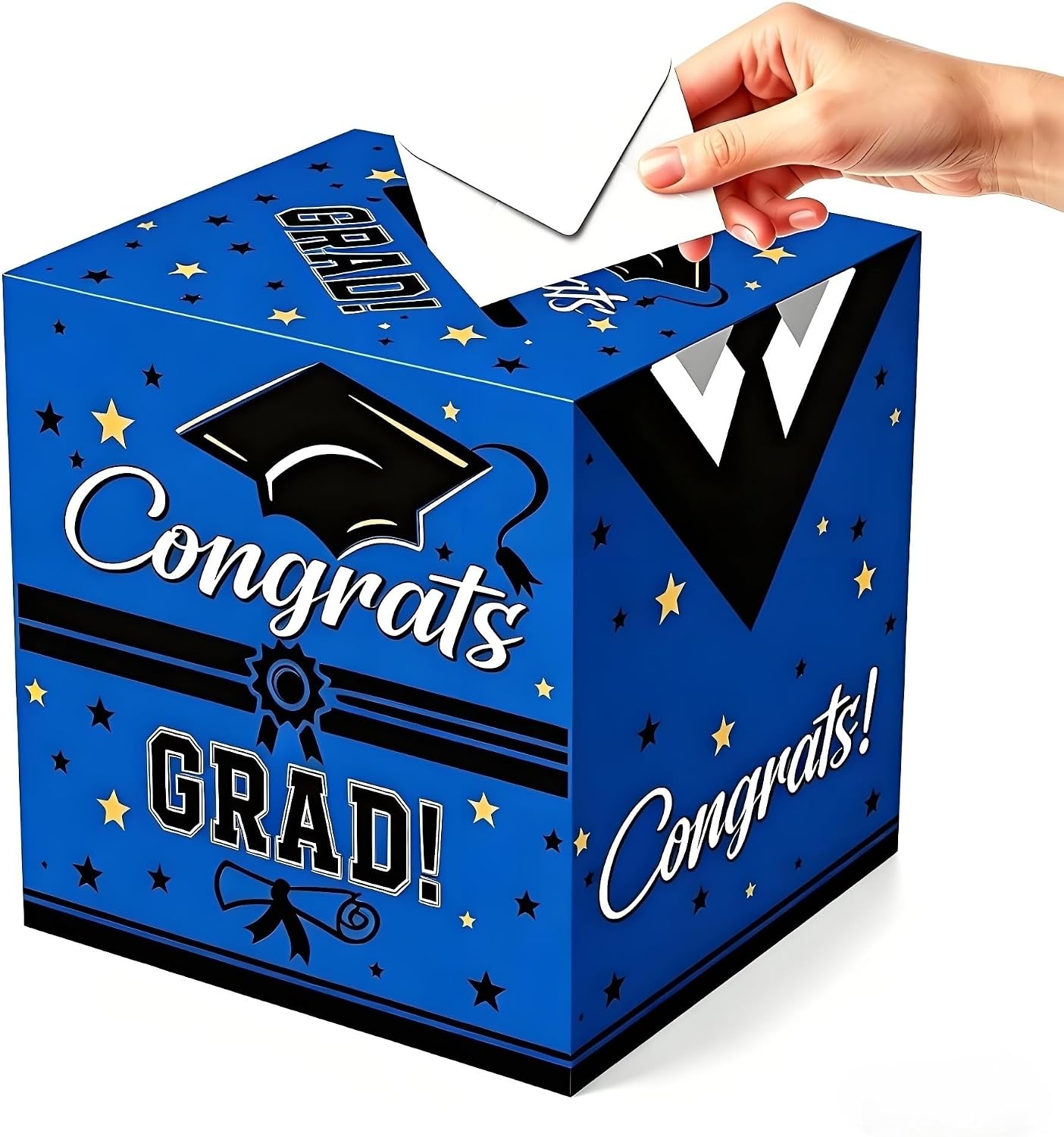 Graduation Card Box, Blue Graduation Card Box 2026, Foldable Graduations Gift Boxes Class of 2026 for Congrat 2026 University Bachelor Doctoral Memorial Graduations Party Decorations Supplies