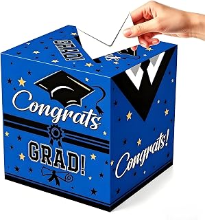 Graduation Card Box, Blue Graduation Card Box 2026, Foldable Graduations Gift Boxes Class of 2026 for Congrat 2026 University Bachelor Doctoral Memorial Graduations Party Decorations Supplies