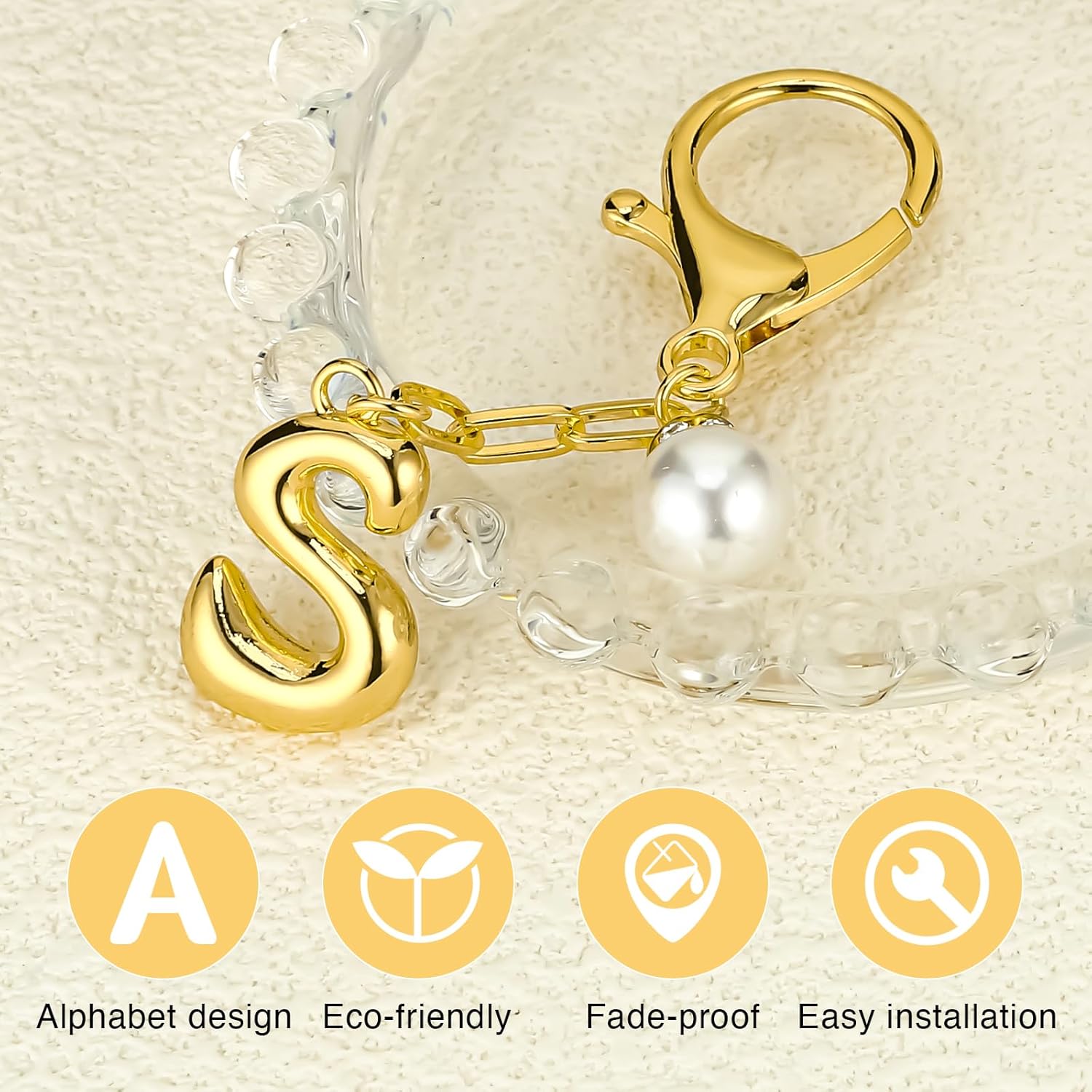 VICKHU Gold Plated Bubble Initial Letter Cute Keychain for Women Car Key Purse Decorative Keyring Handbag Charms Fashion - Image 7