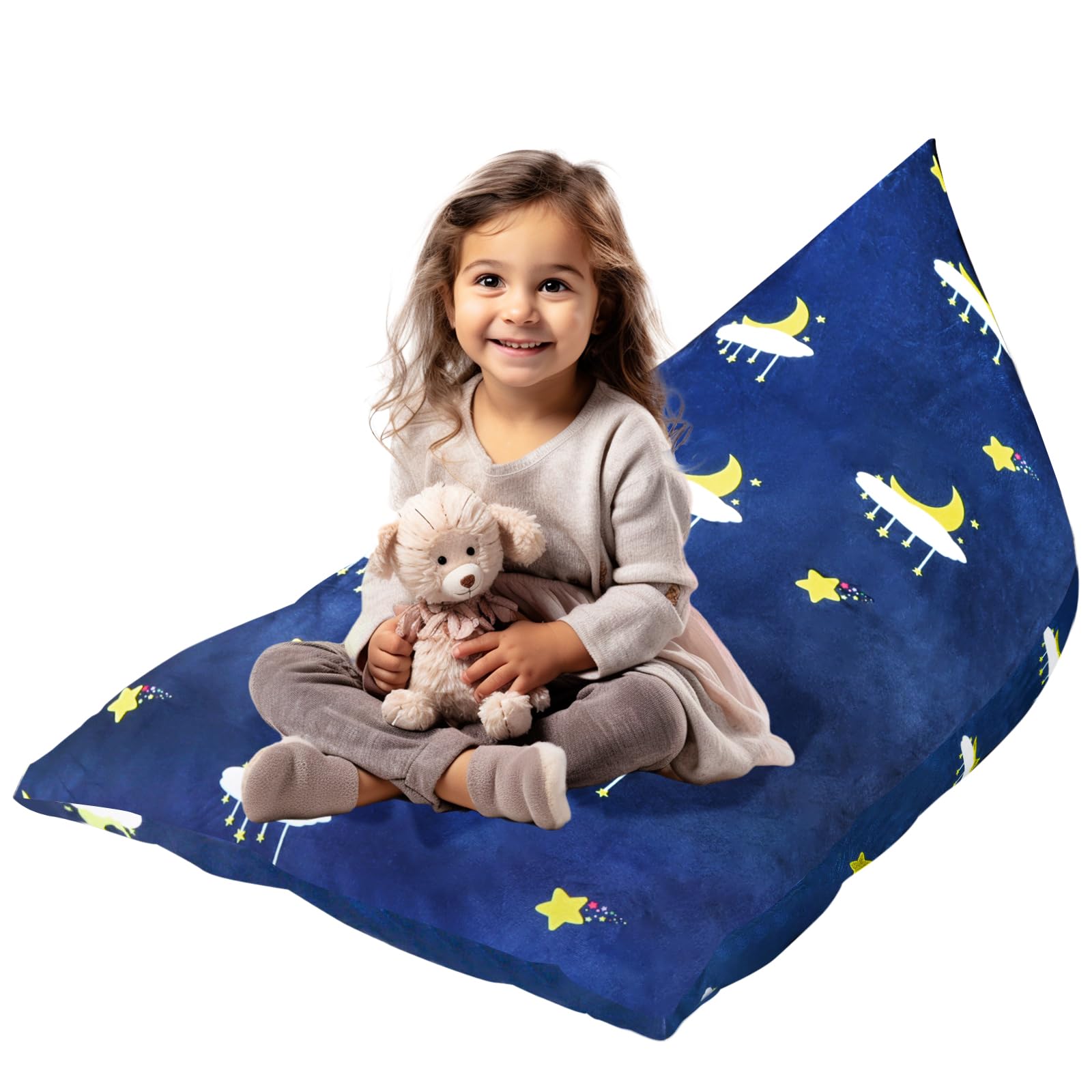 KOLACEN Kinder Sitzsack Kuscheltier Aufbewahrung Sitzsack Kinder Spielzeug Stofftier Sitzsack Kinderzimmer Kinderliege Sitzsäcke für Faltbar Große Kapazität Kindercouch für Kinder