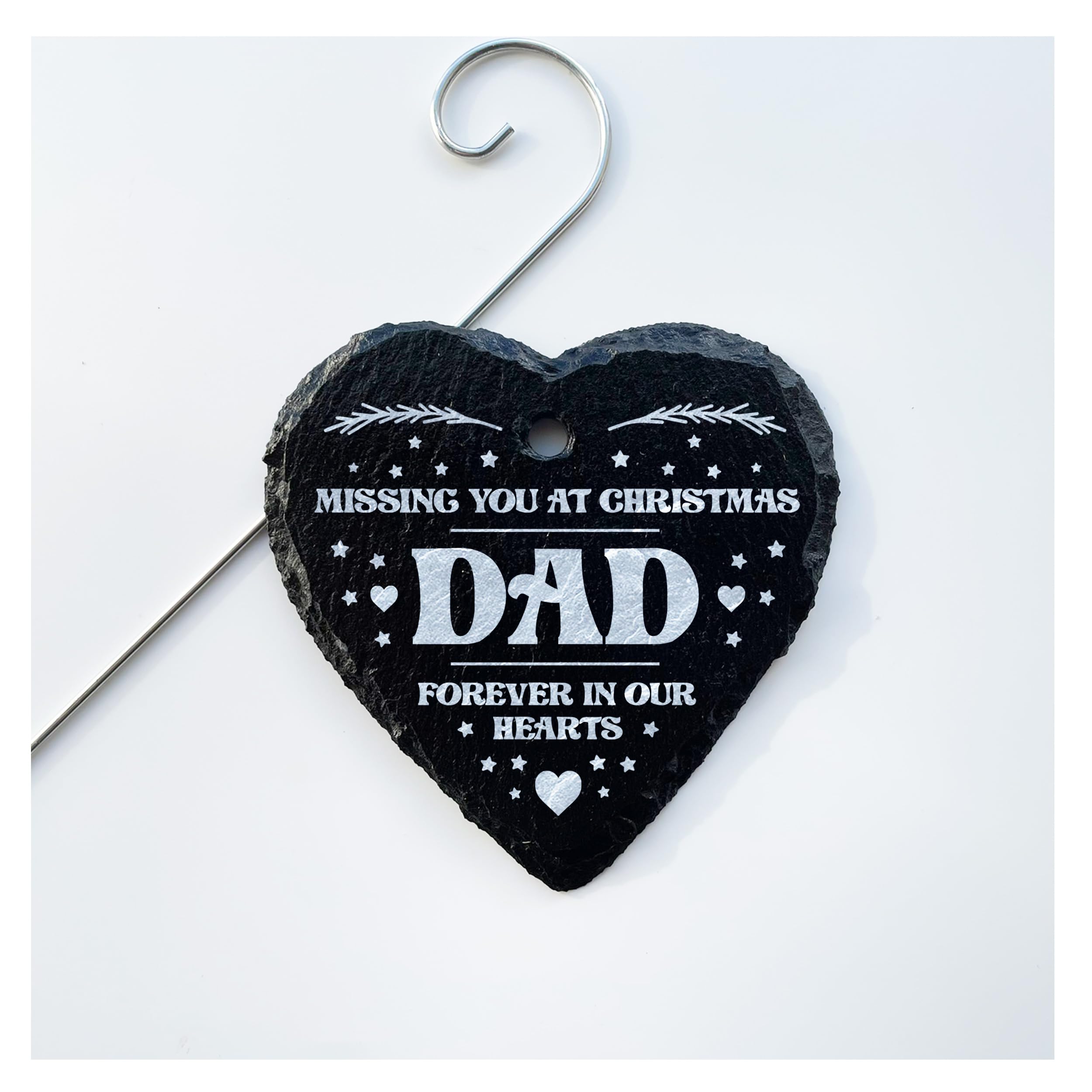 Missing You At Christmas: Mum Dad Any Name Personalised Slate Heart Grave Marker Memorial (Dad)
