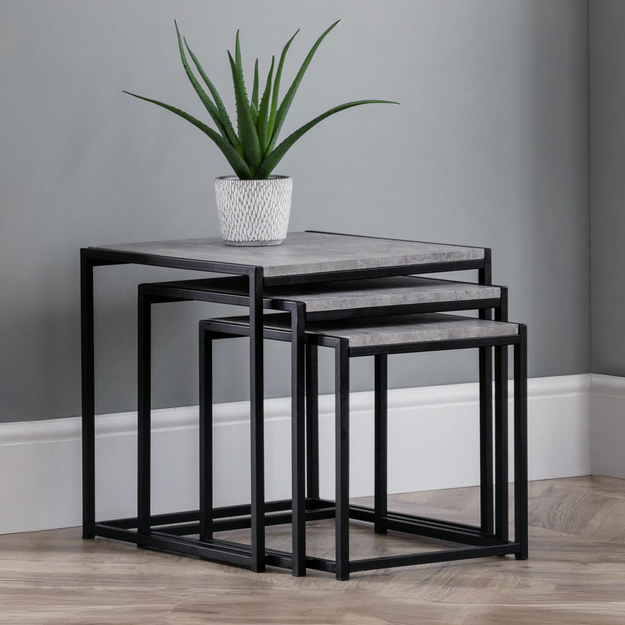 Staten Nest Of 3 Tables Concrete - Julian Bowen  | TJ Hughes