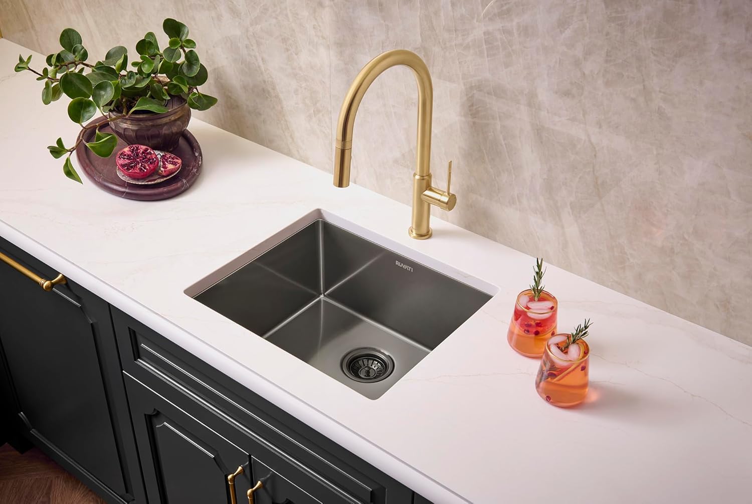 Ruvati 21-inch Gunmetal Black Stainless Steel Undermount Bar Prep Kitchen Sink - RVH7121BL