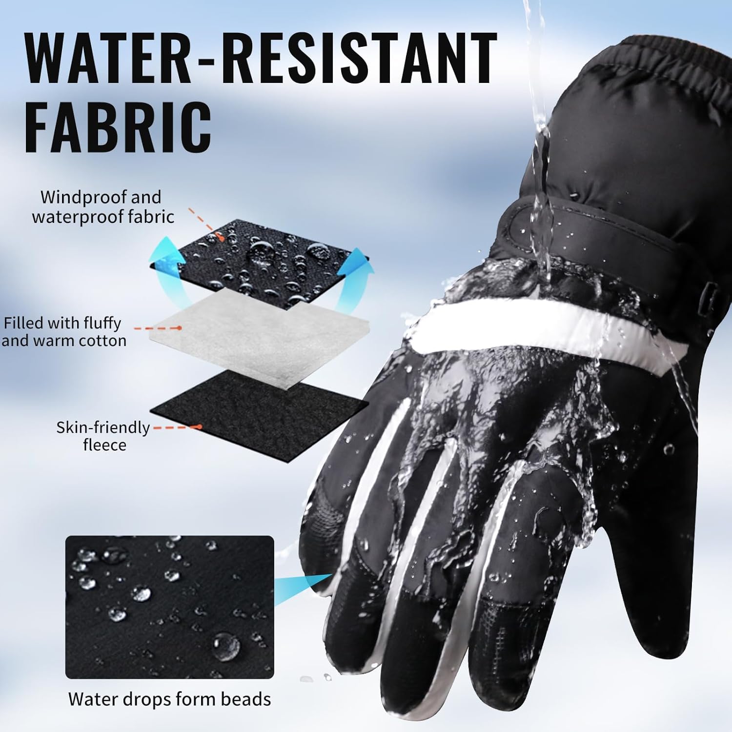 Winter Ski Gloves for Men & Women, Waterproof Insulated Cold Weather Work Gloves, Touchscreen Snow Gloves for Skiing, Snowboarding, Running, Cycling, Winter Work - Image 2