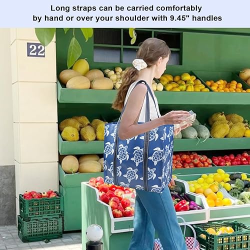 Miniatura 7 de BeeGreen Bolsa de mano extra grande con flores, paquete de 12 bolsas reutilizables con asas reforzadas y parte inferior extraíble, plegable a granel