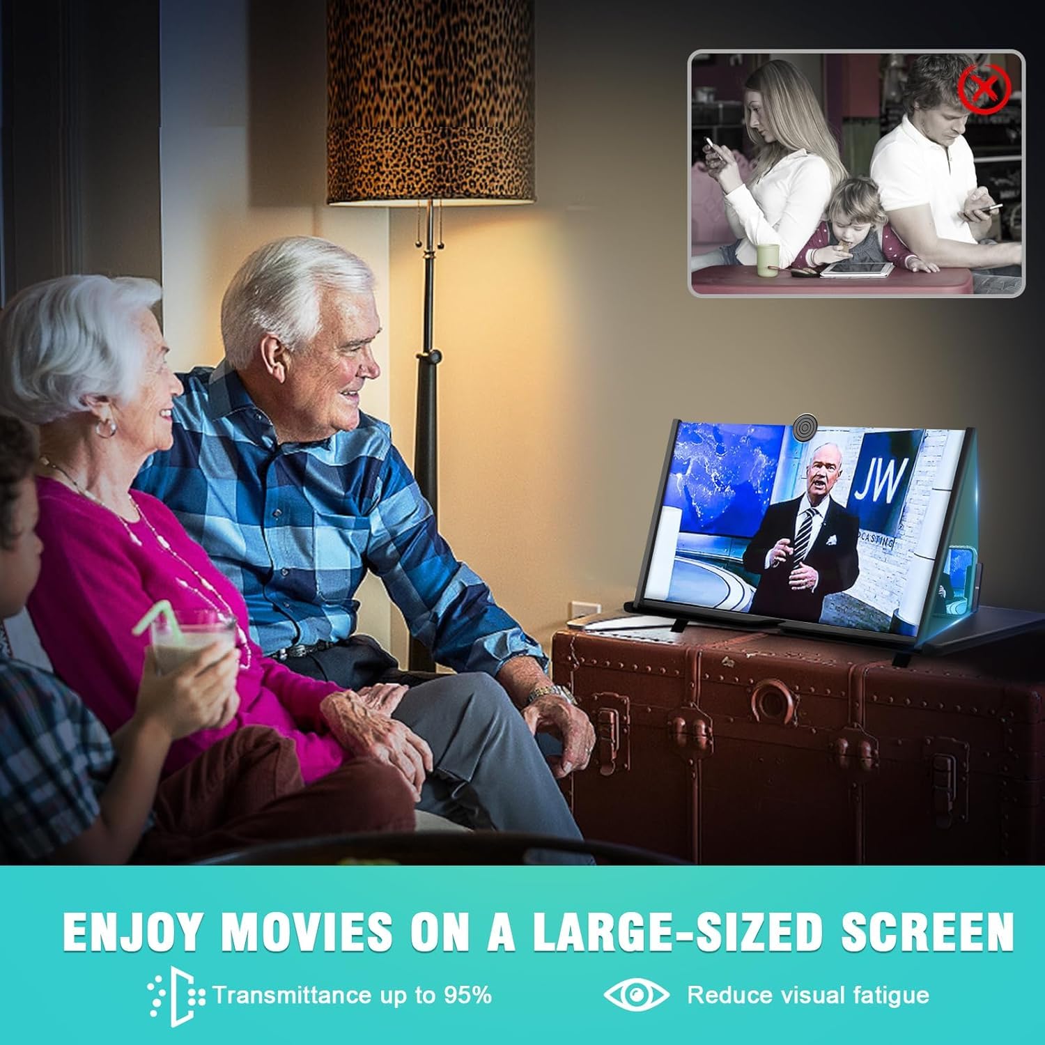 Bildschirmlupe für Handy 20 Zoll, HD Handy bildschirmlupe, Anti-blaulicht 3D Handy vergrößerungs Bildschirm für das Ansehen von Filmvideos