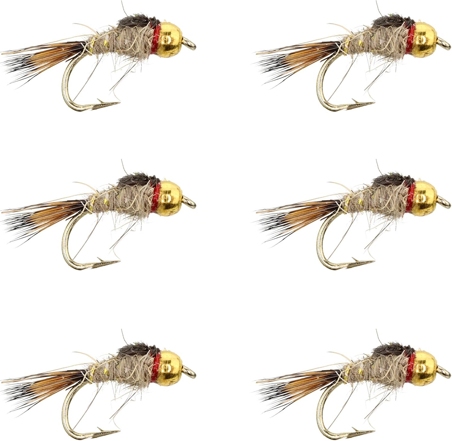 Olive Gold Ribbed Hares Ear Nymph Gold Head Fishing Flies X3