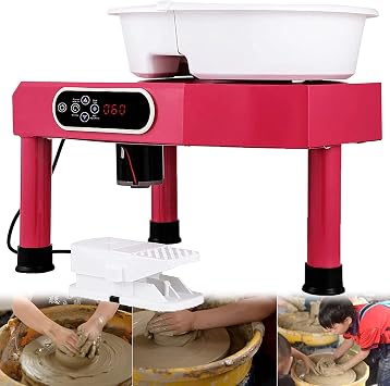 Pottery Forming Machine 380W Electric Pottery Wheel with Foot Pedal DIY Clay Tool Ceramic Machine Work Clay Art Craft, for Adults and Beginners Art Craft,Pink