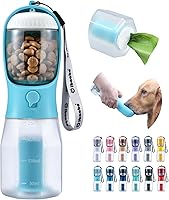 Vista 14 de Botella de agua para perros con contenedor de alimentos y soporte para bolsa de excrementos, cuenco de agua de viaje, dispensador portátil