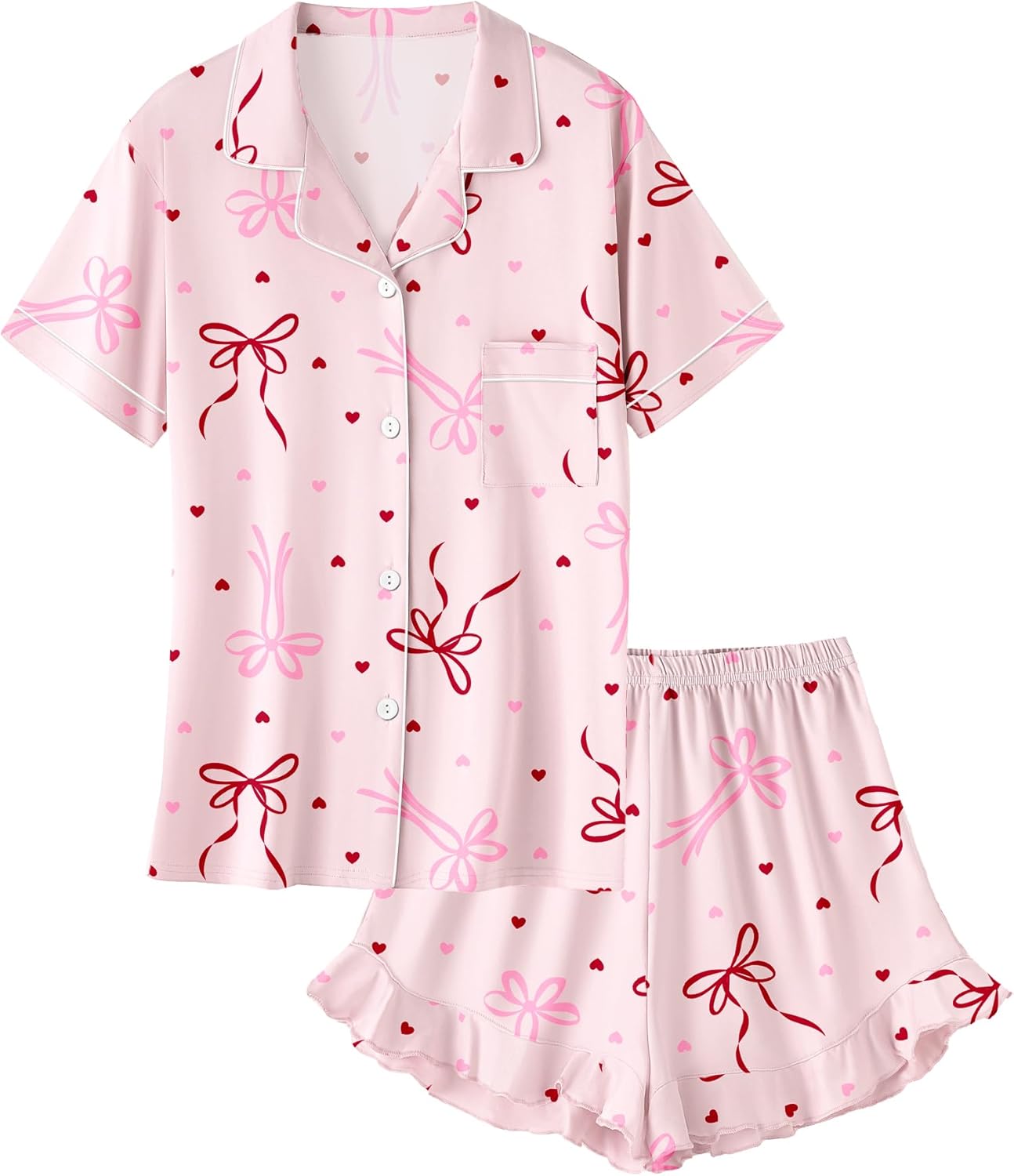 Umeyda Girls Pajamas Set Ruffle Soft Button-Down Sleepwea Nightwear 2Pjs Set Loungewear,5-14 Years
