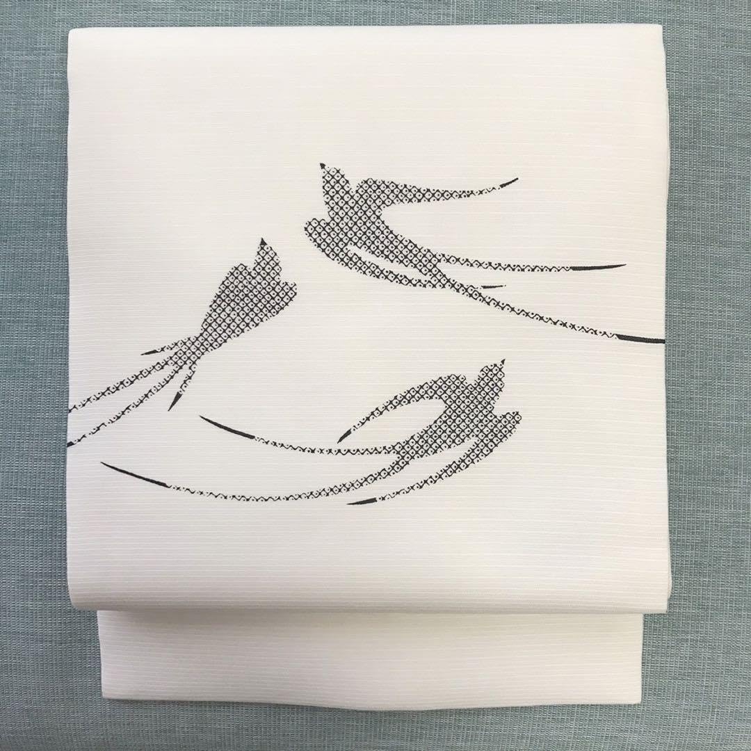Amazon.co.jp: 正絹 夏名古屋帯 紗絽 疋田 ツバメ 燕 つばめ