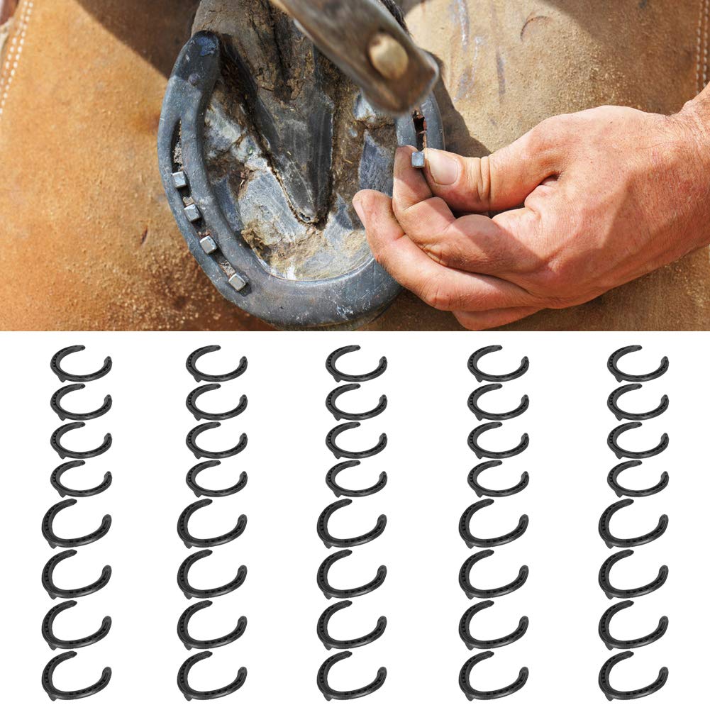 10 Set Ferri di Cavallo in Acciaio forgiato a Ferro di Cavallo Attrezzatura per Sport equestri Ferro di Cavallo Anteriore per Cavallo