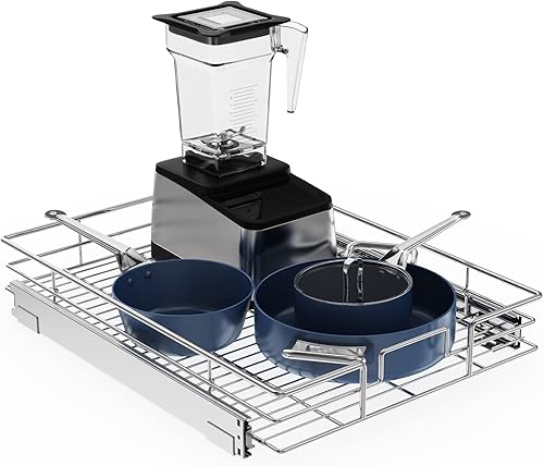 LOVMOR Organizador de gabinete extraíble de 17 pulgadas de ancho x 21 pulgadas de profundidad, estantes extraíbles para armario de cocina,